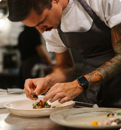 Chef plating dish